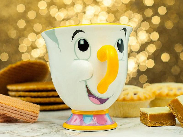 Taza con forma de chip de La Bella y la Bestia