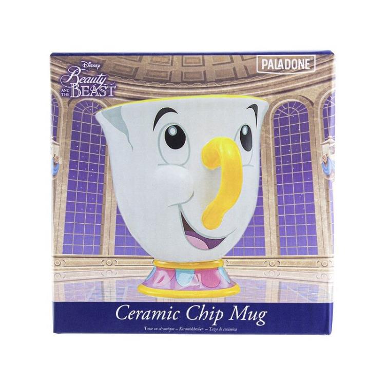 Taza con forma de chip de La Bella y la Bestia