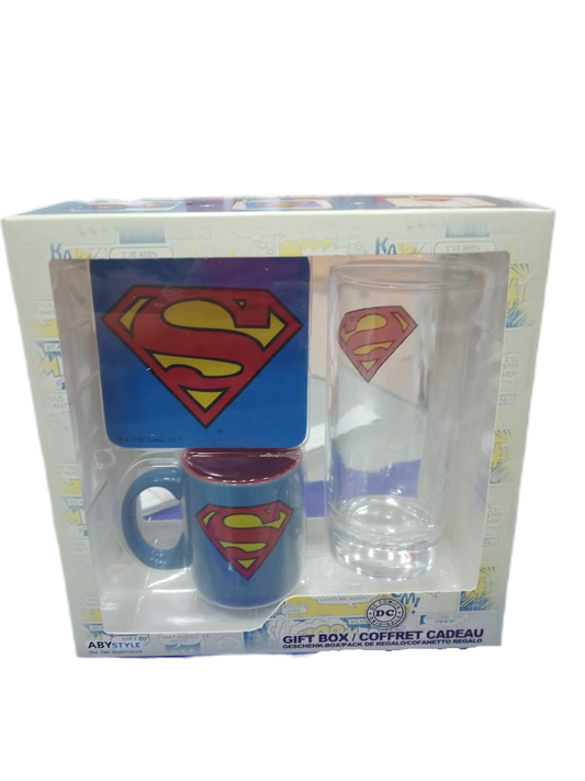 DC COMICS - Pck Glass 29cl + Shot Glass + Mini Mug "Superman"